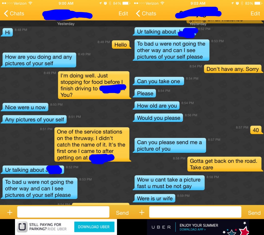 Not sending pictures on Grindr means you're not really gay, apparently.